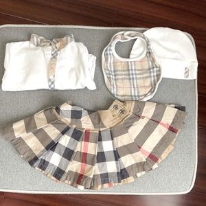 Burberry Baby Girls Hat Bib Onesie Skirt Set 9M